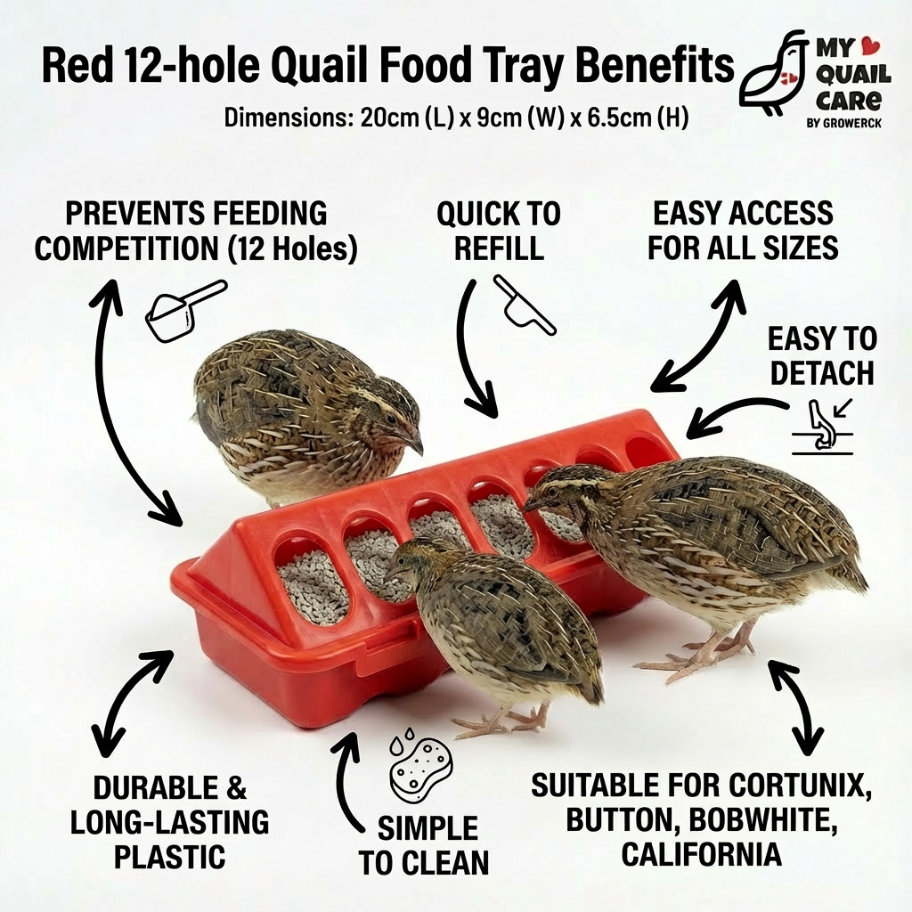 Red 12 hole Quail Food Tray easy wash Red 12 hole Quail Food Tray easy wash